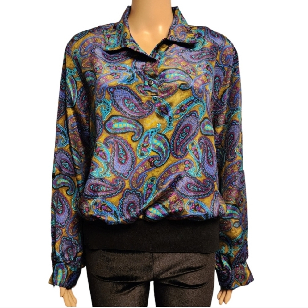 Vintage Paisley Blouse Size L - Picture 1 of 11